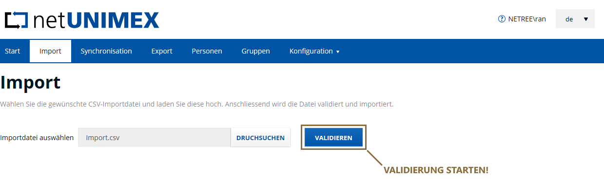 Importdatei validieren